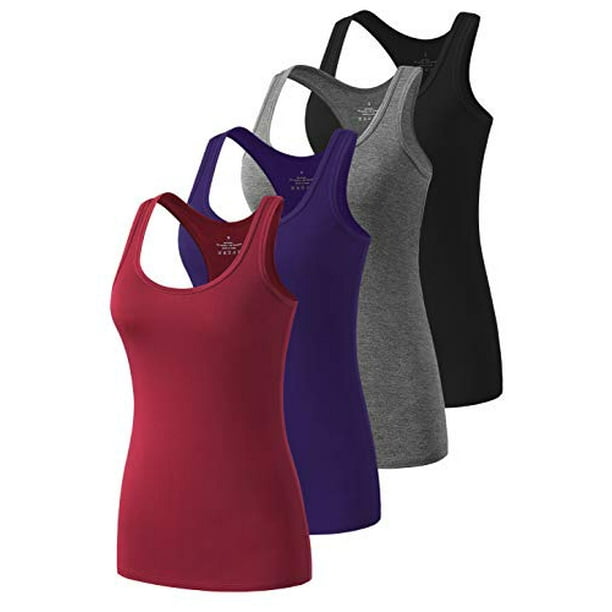 Cosy Pyro Workout Tank Tops for Women Racerback Yoga Tanks Basic Athletic Activewear-4 Packs 
